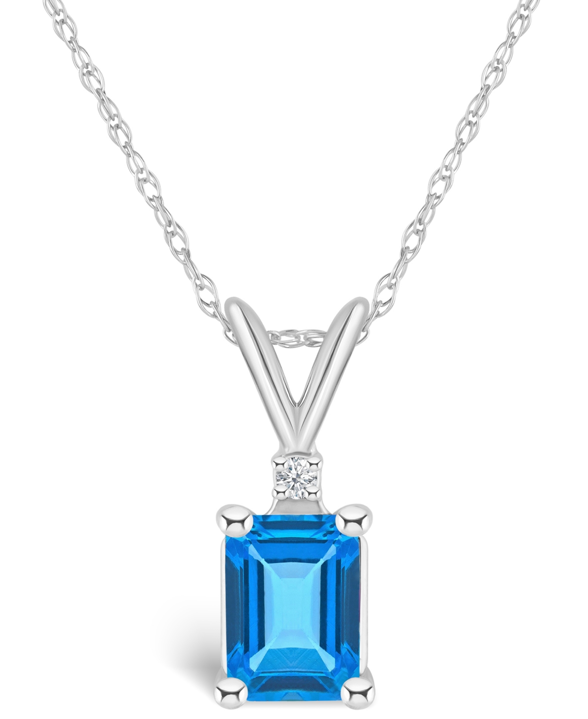 Macy's Blue Topaz (1-1/3 Ct. T.w.) And Diamond Accent Pendant Necklace In 14k Yellow Gold Or 14k White Gold In White