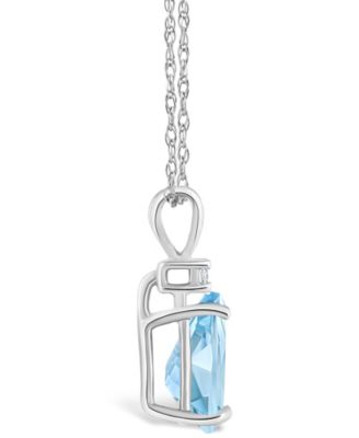 Aquamarine (1 ct. t.w.) and Diamond Accent Pendant Necklace in 14K Yellow Gold or 14K White Gold