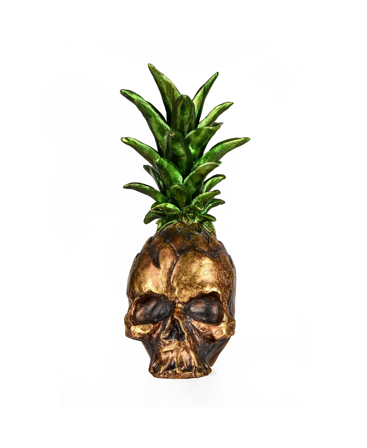 14" Halloween Pineapple Skull Tabletop Decor - Gold-Tone