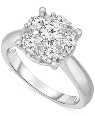 Macy's - Diamond Halo Engagement Ring (2 ct. t.w.) in 14k White Gold