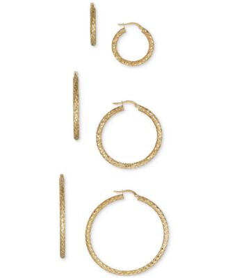 Snake Texture Hoop Earrings In 10k Gold