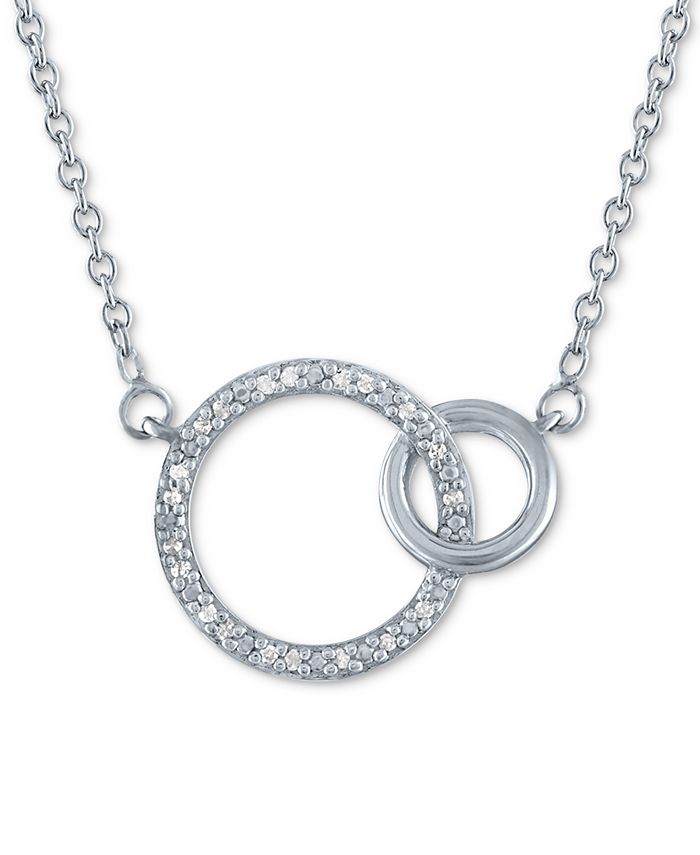 Macy's Diamond Accent Interlocking Circles Pendant Necklace in Sterling ...