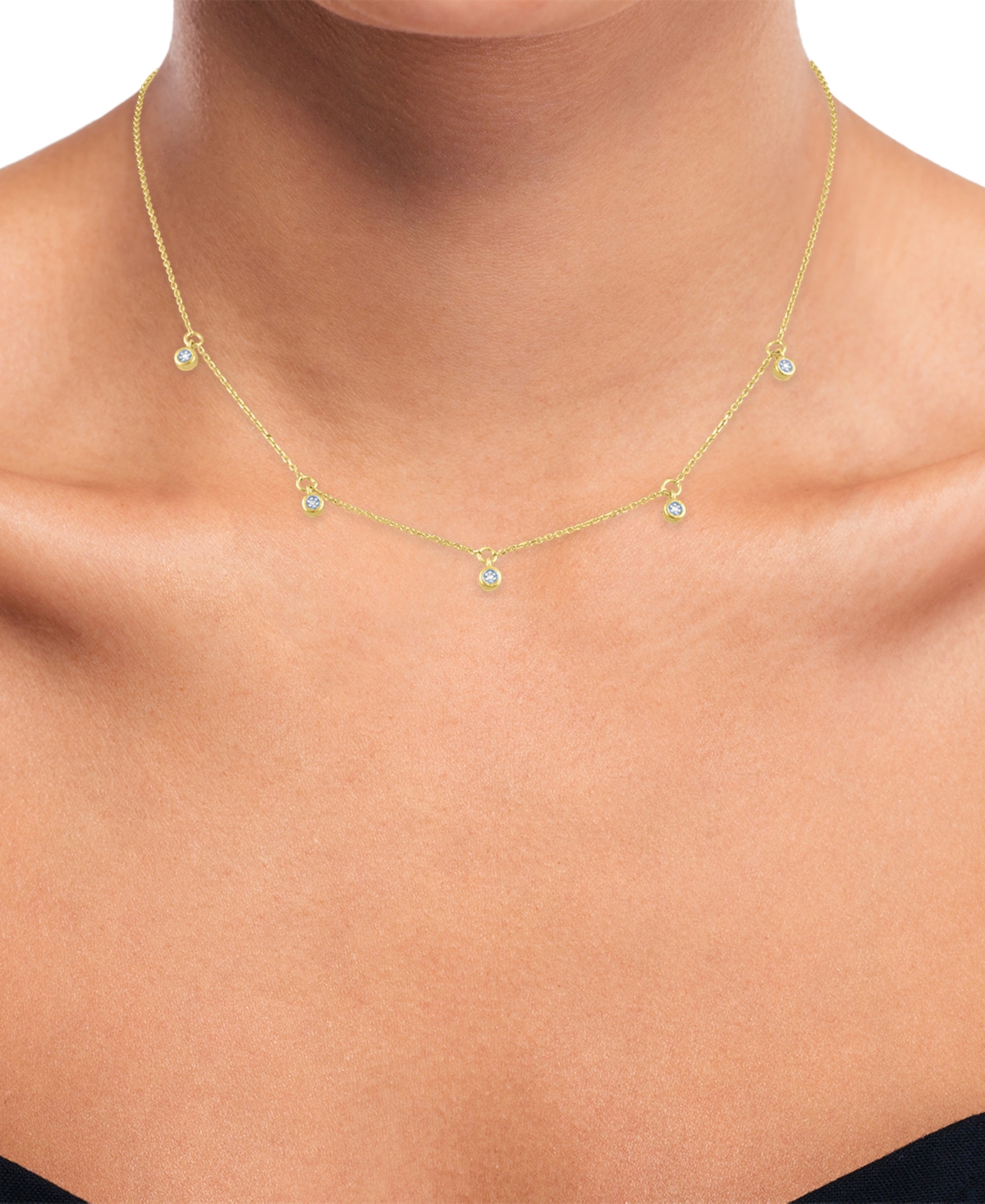 Diamond Accent Dangle Necklace in Sterling Silver or 14k Gold-Plated Sterling Silver, 16