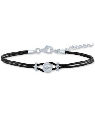 Diamond Accent Cord Bracelet in Sterling Silver or 14k Gold-Plated ...