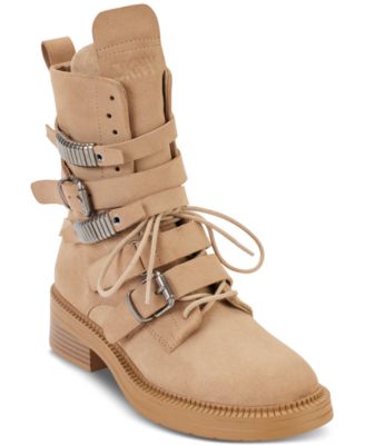 Photo 1 of (7.5) DKNY Women's Ita Suede Strappy Combat & Lace-up Boots