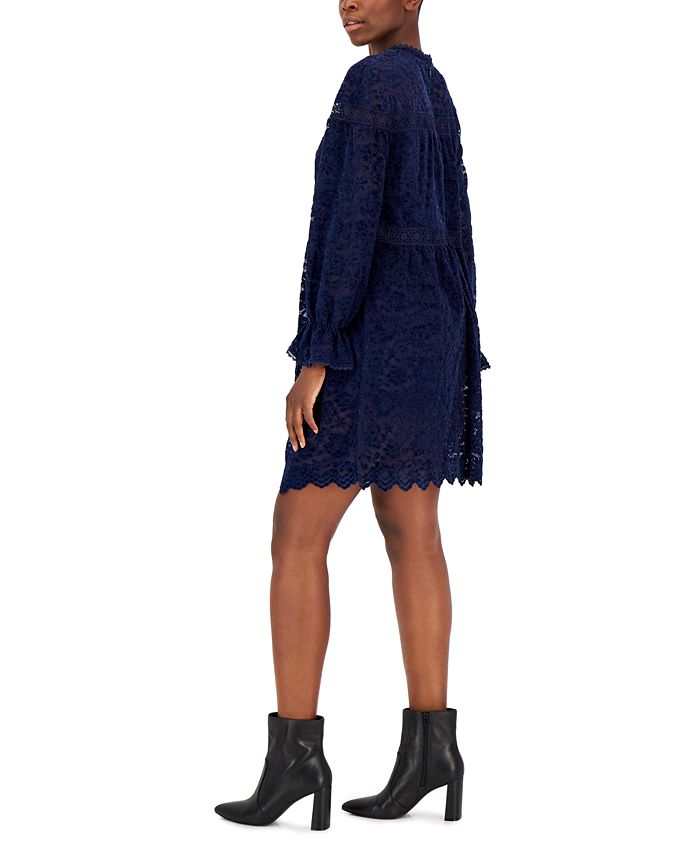 TAHARI ASL Women's Mock Neck Cut Out Pleated Mini Dress