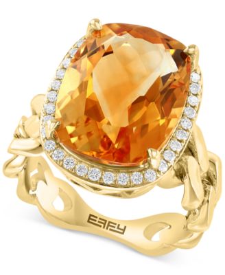 EFFY Collection - Citrine (12-1/3 ct. t.w.) & Diamond (1/4 ct. t.w.) Ring in 14k Yellow Gold