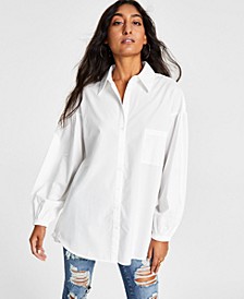 Women's Blouson-Sleeve Tunic-Length Shirt