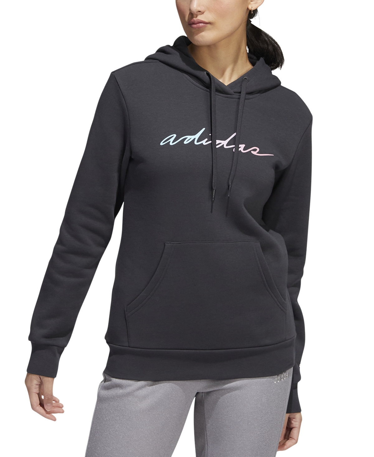  adidas Women's Linear-Script Sweatshirt Hoodie