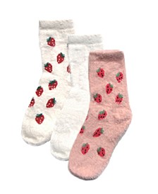 Women's Three Pair Pack Strawberry Cozy Socks