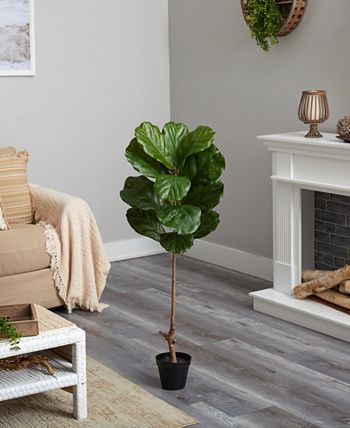 Nearly Natural - 4' Fiddle Leaf UV-Resistant Indoor/Outdoor Tree