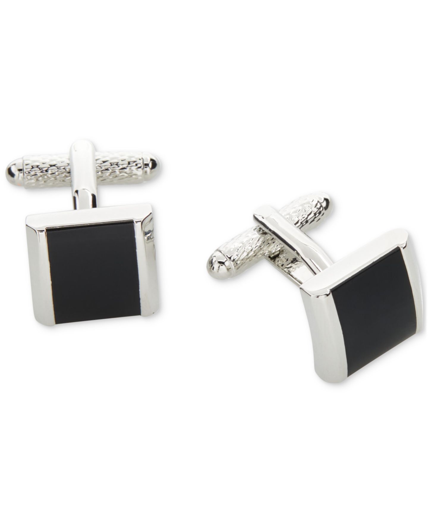 Мужские запонки Perry Ellis Portfolio Black Square Cufflinks, цвет: Чёрный — фото 1