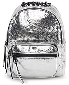 Abby Metallic Textured Backpack with Zip Front Pocket
