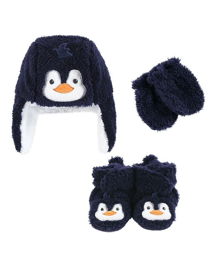 Hudson Baby Baby Boys Trapper Hat, Mittens and Booties, 3Piece Set
