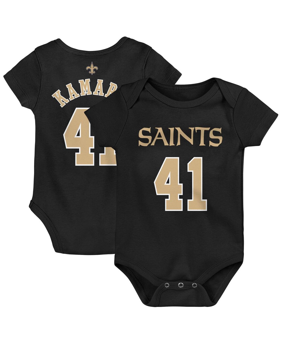 Outerstuff Babies' Newborn Boys And Girls Alvin Kamara Black New Orleans Saints Mainliner Name And Number Bodysuit