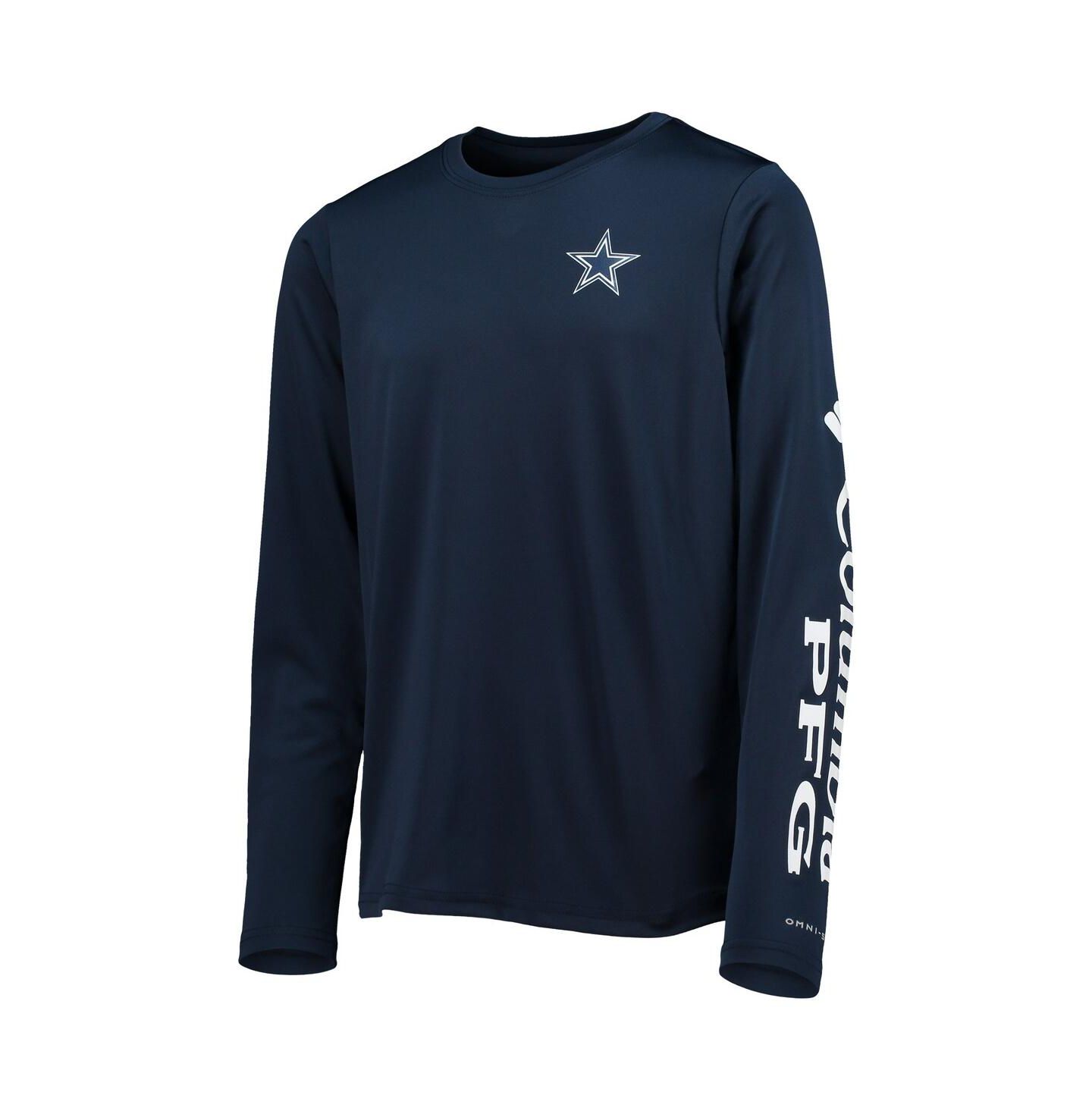Футболка Columbia Navy and White Dallas Cowboys Terminal Tackle Omni-Shade Long Sleeve T-shirt для мальчиков — фото 3