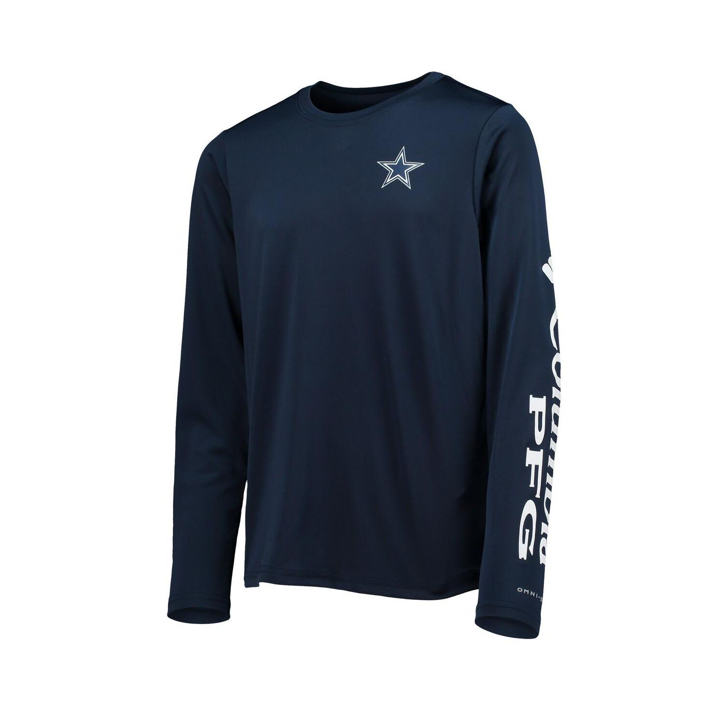 Big Boys Navy and White Dallas Cowboys Terminal Tackle Omni-Shade Long Sleeve T-shirt