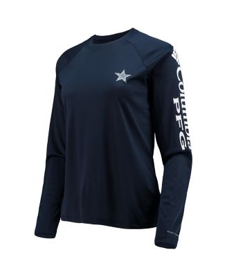 Women's Navy and White Dallas Cowboys Tidal Omni-Shade Raglan Long Sleeve T-shirt