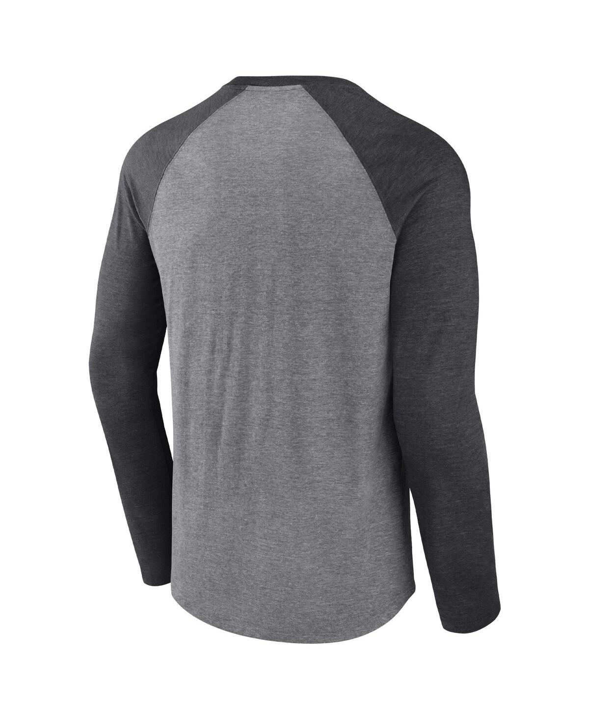 Men's Fanatics Heathered Charcoal Las Vegas Raiders Weekend Casual Raglan Long Sleeve T-shirt - Heathered Charcoal