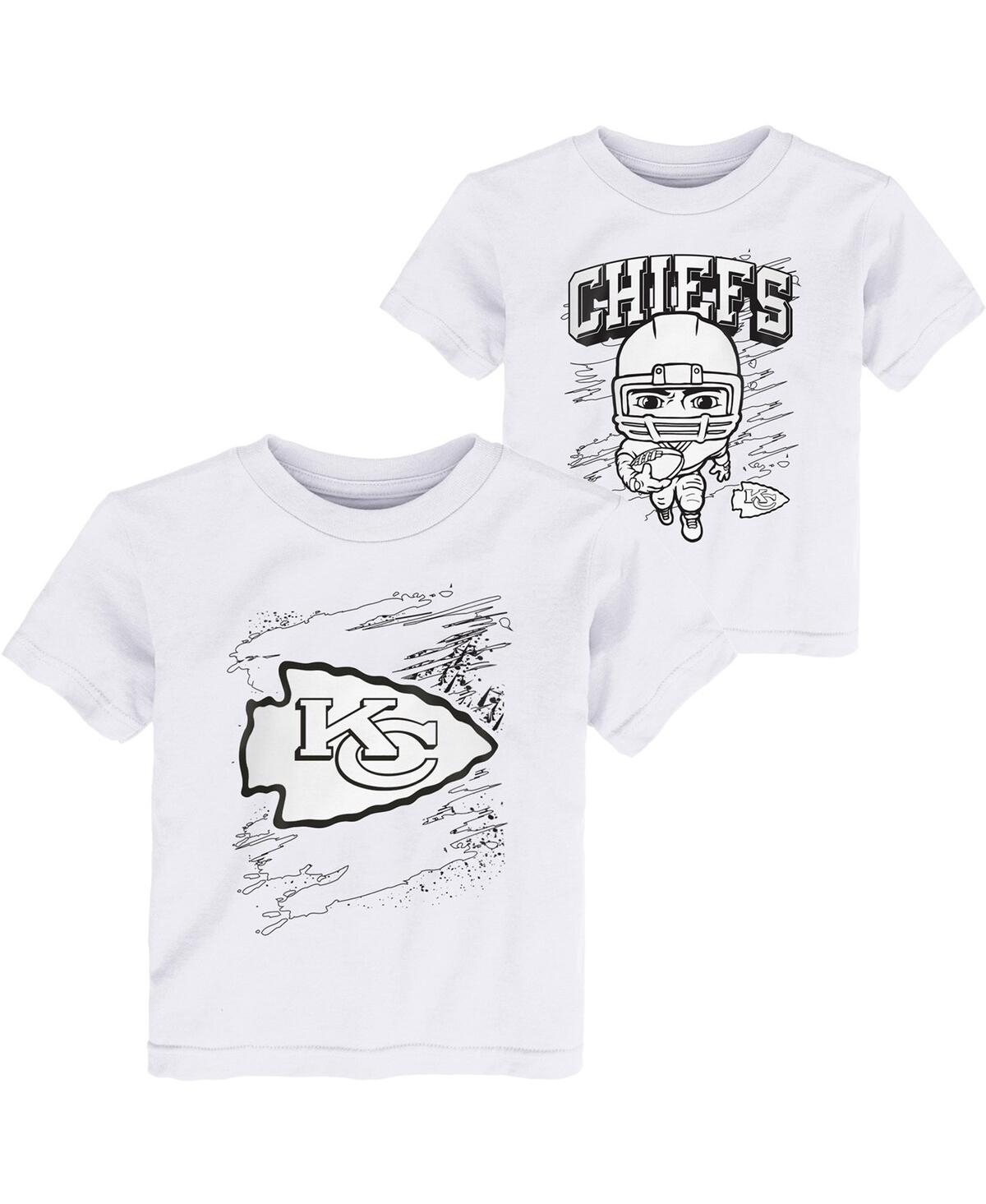 Outerstuff Babies' Toddler Boys White Kansas City Chiefs Coloring Activity Two-pack T-shirt Set