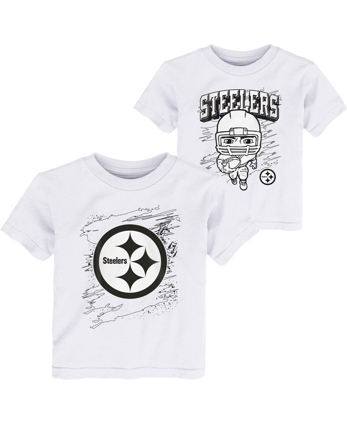 Outerstuff Babies' Toddler Boys White Pittsburgh Steelers Coloring Activity Two-pack T-shirt Set