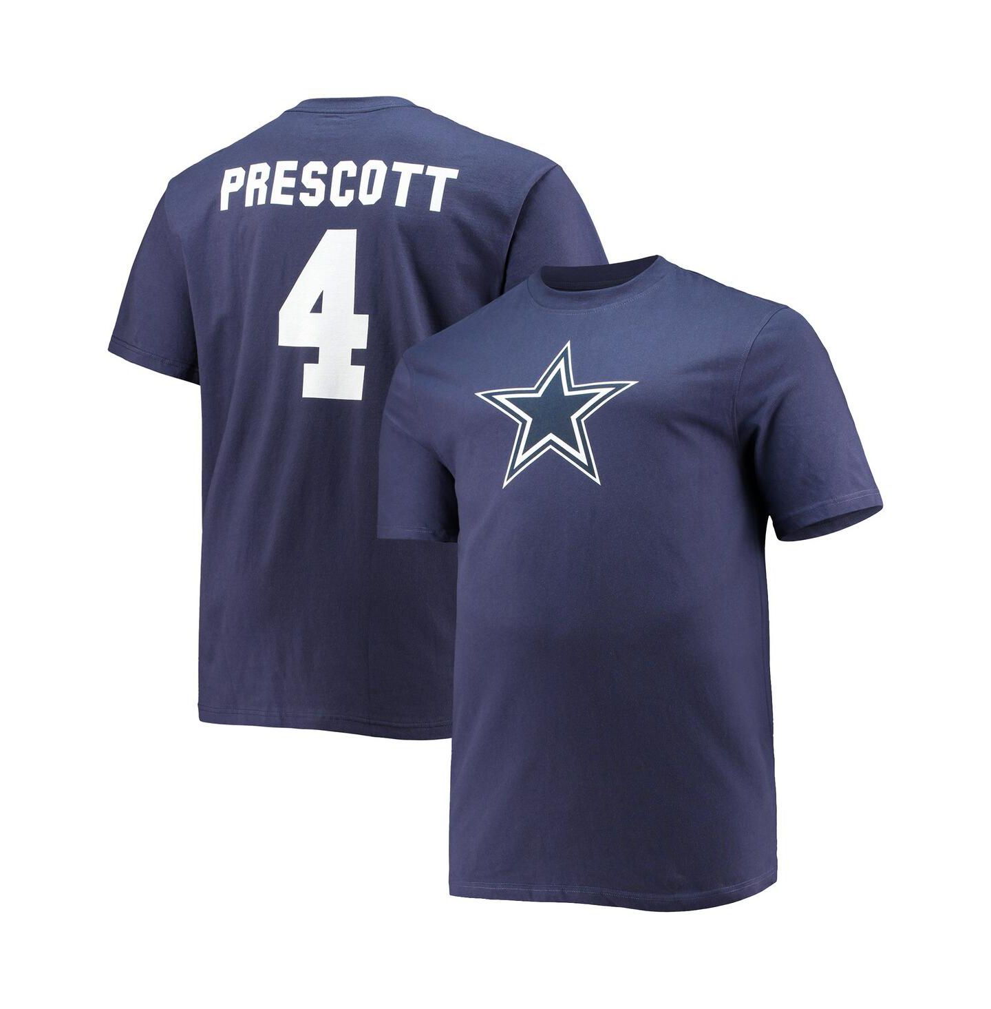 Мужская футболка Fanatics Dak Prescott Navy Dallas Cowboys Big and Tall Player Name and Number — фото 1