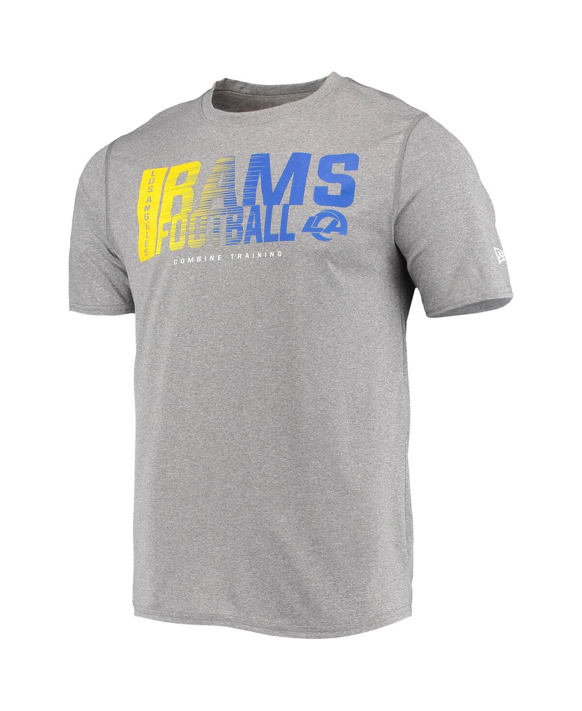 Shop New Era Men's  Heathered Gray Los Angeles Rams Combine Authentic Game On T-shirt