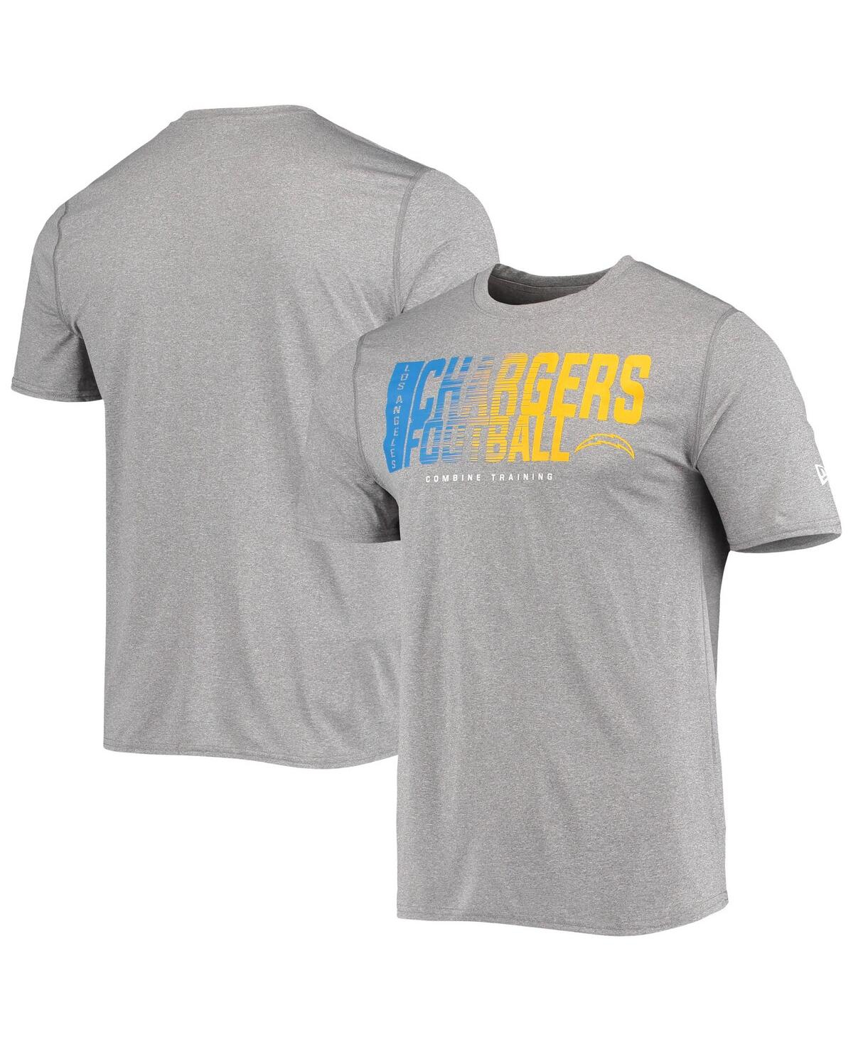 Shop New Era Men's  Heathered Gray Los Angeles Chargers Combine Authentic Game On T-shirt