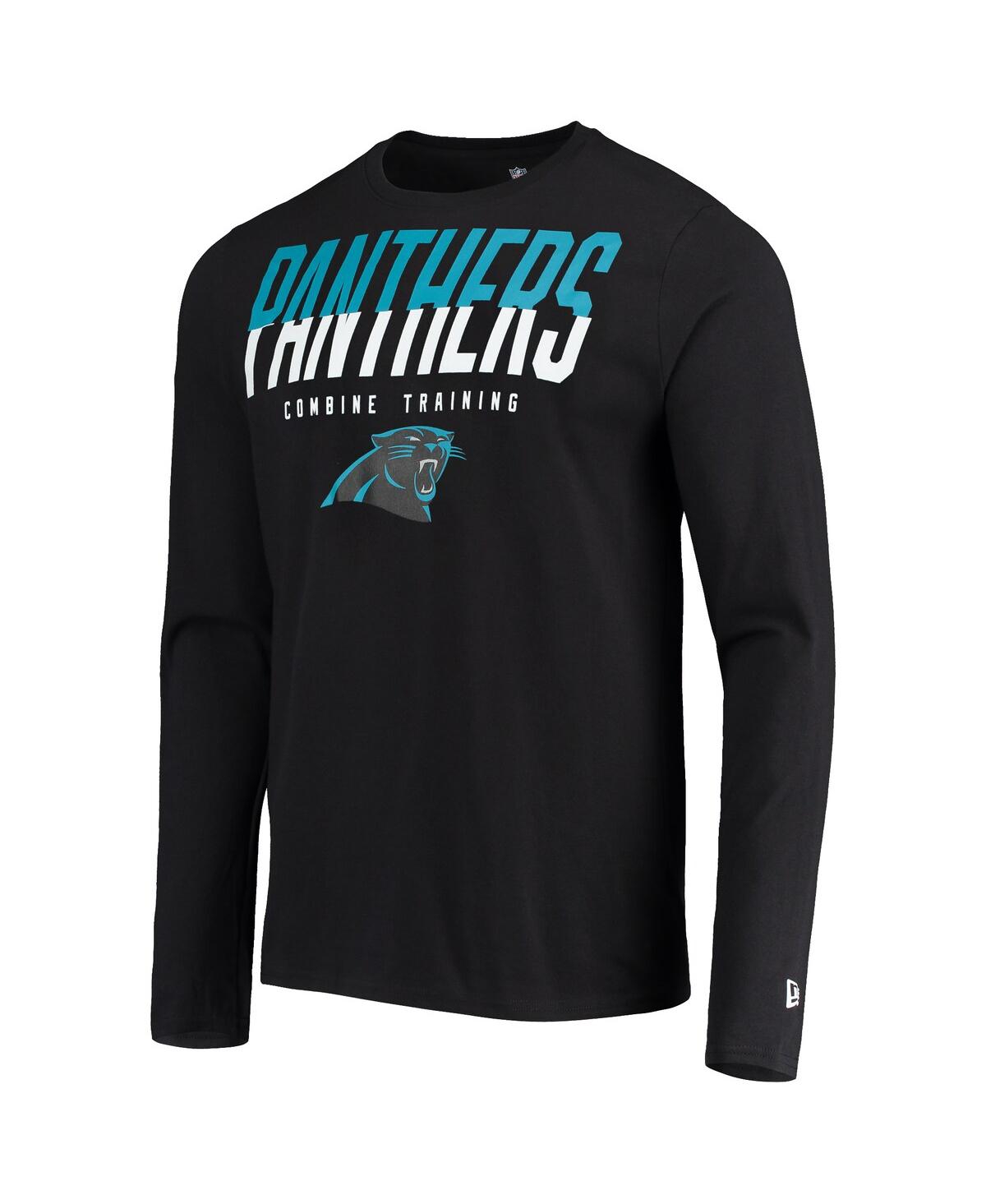 Men's New EraCarolina Panthers Combine Authentic Split Line Long Sleeve T-shirt - Black