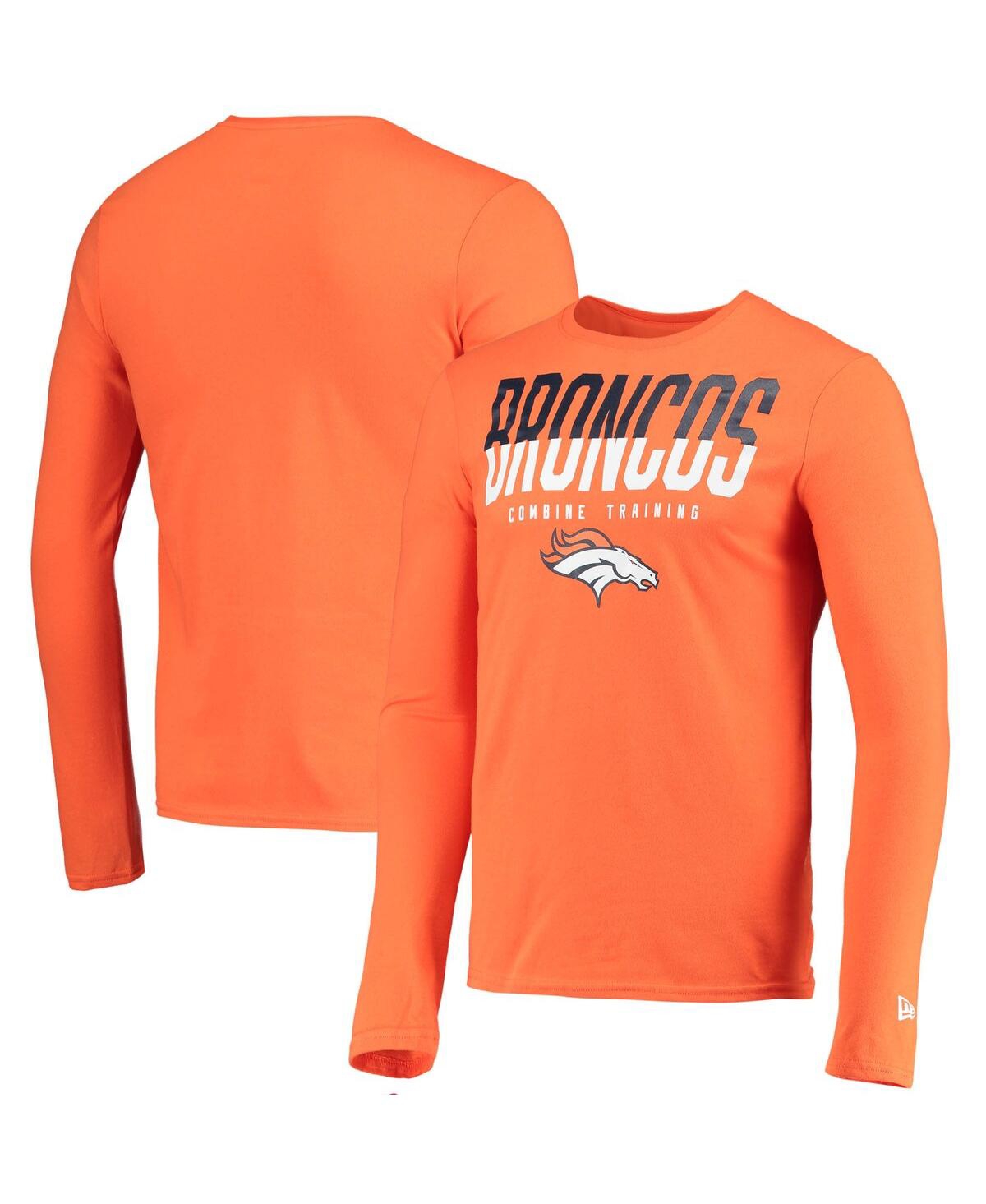 Shop New Era Men's  Orange Denver Broncos Combine Authentic Split Line Long Sleeve T-shirt