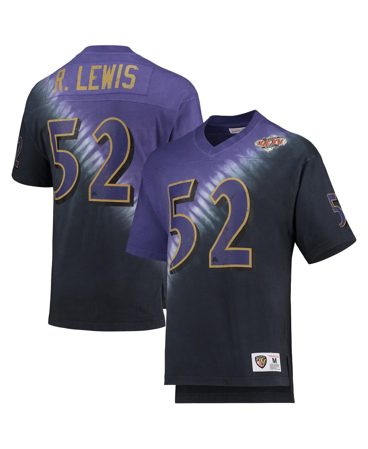 Mitchell & Ness Men's  Ray Lewis Purple, Black Baltimore Ravens Retired Player Name And Number Diagon In Purple,black