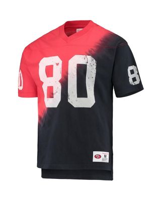Men's Jerry Rice Black, Red San Francisco 49ers Retired Player Name and Number Diagonal Tie-Dye V-Neck T-shirt
