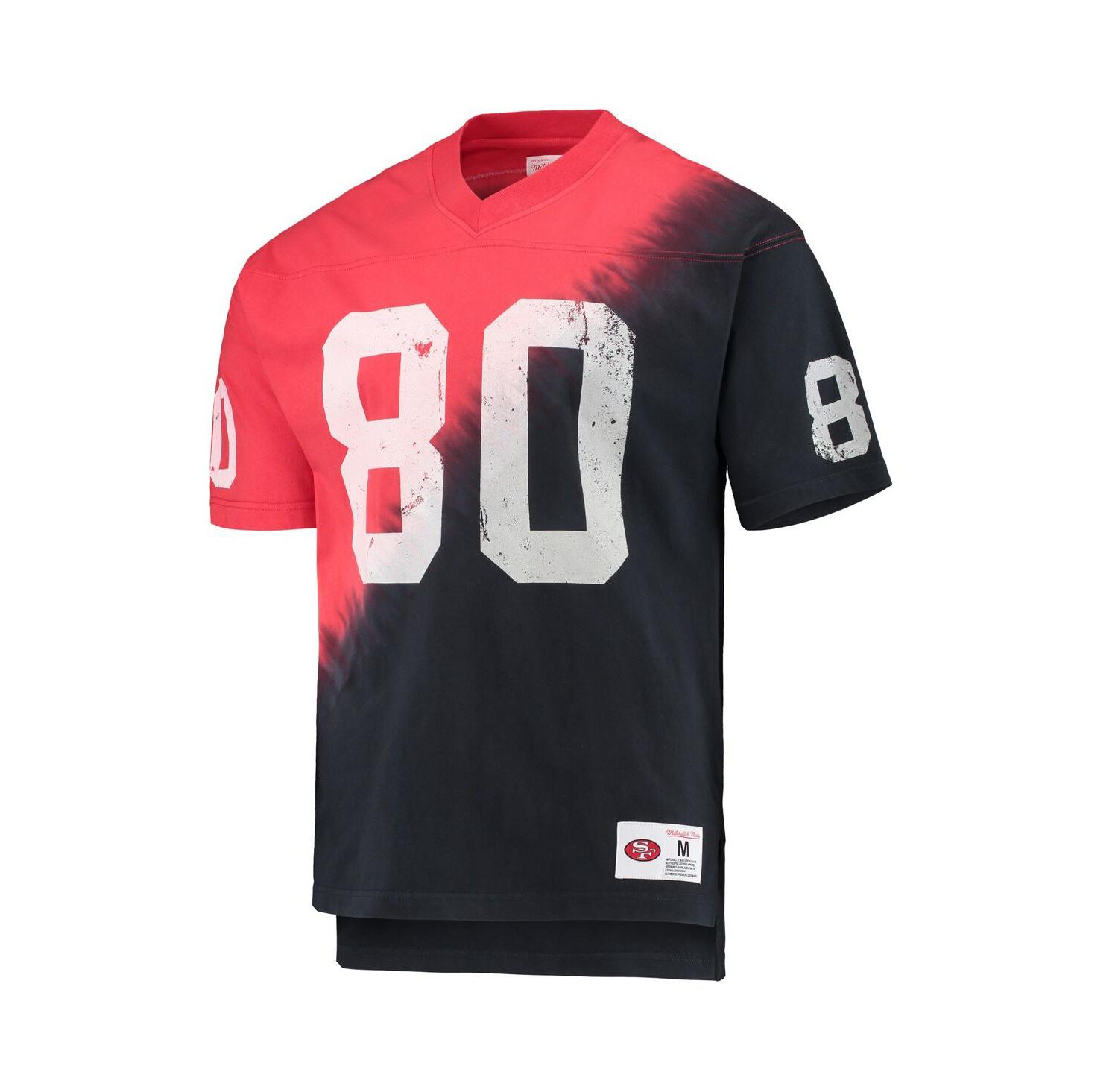 Men's Jerry Rice Black, Red San Francisco 49ers Retired Player Name and Number Diagonal Tie-Dye V-Neck T-shirt