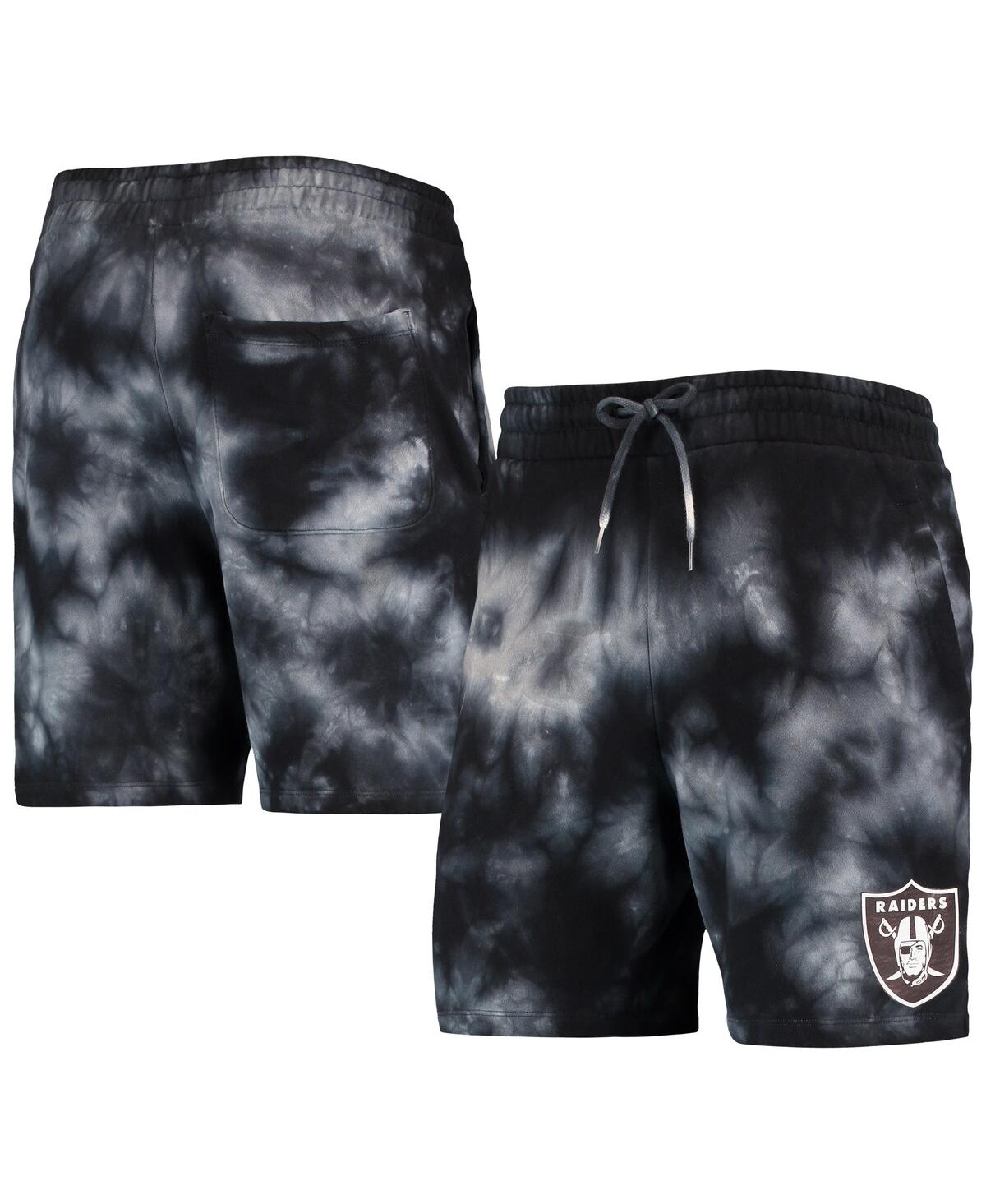 NEW ERA MEN'S NEW ERA BLACK LAS VEGAS RAIDERS TIE-DYE SHORTS 