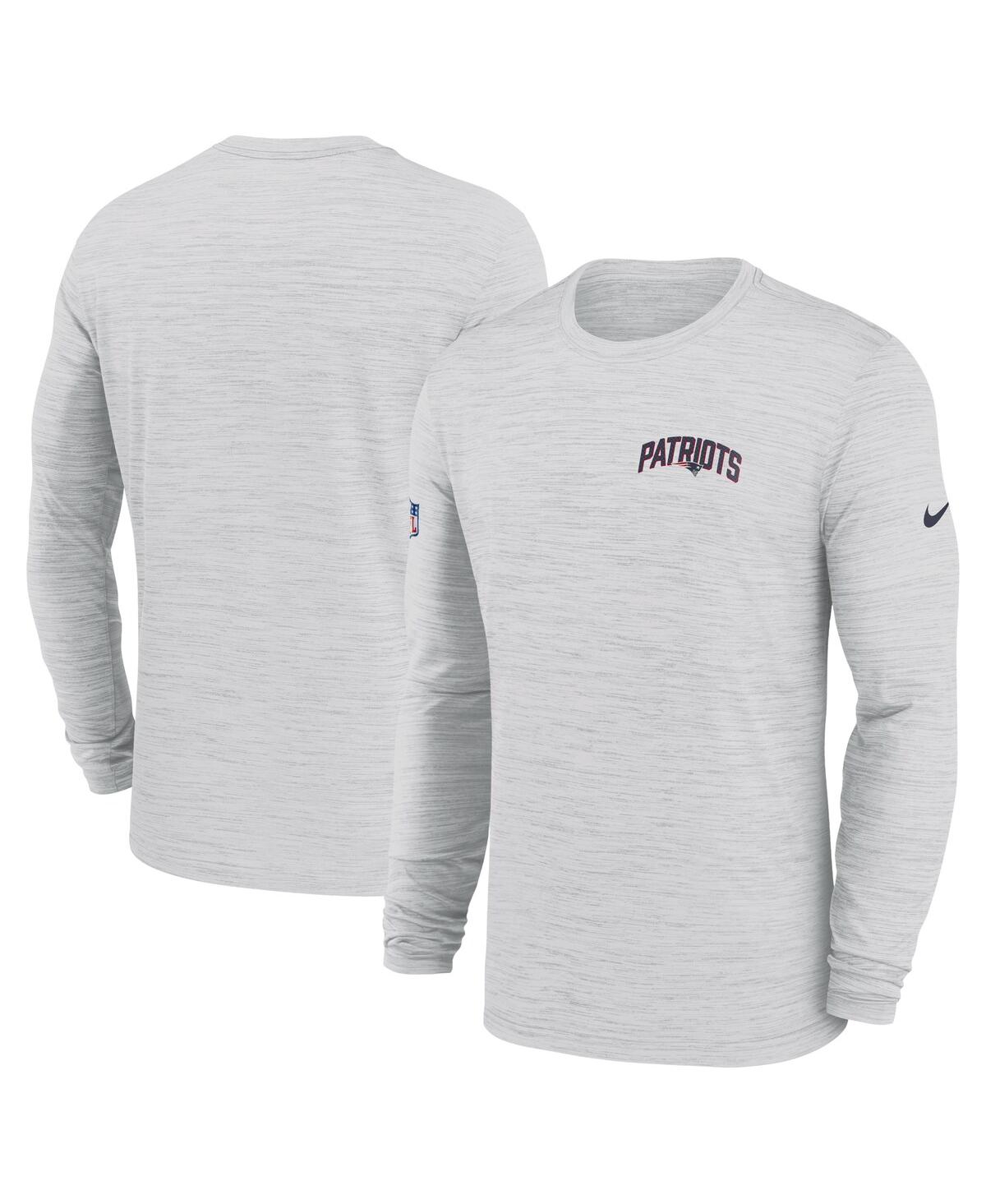 Nike Men's  White New England Patriots Velocity Athletic Stack Performance Long Sleeve T-shirt