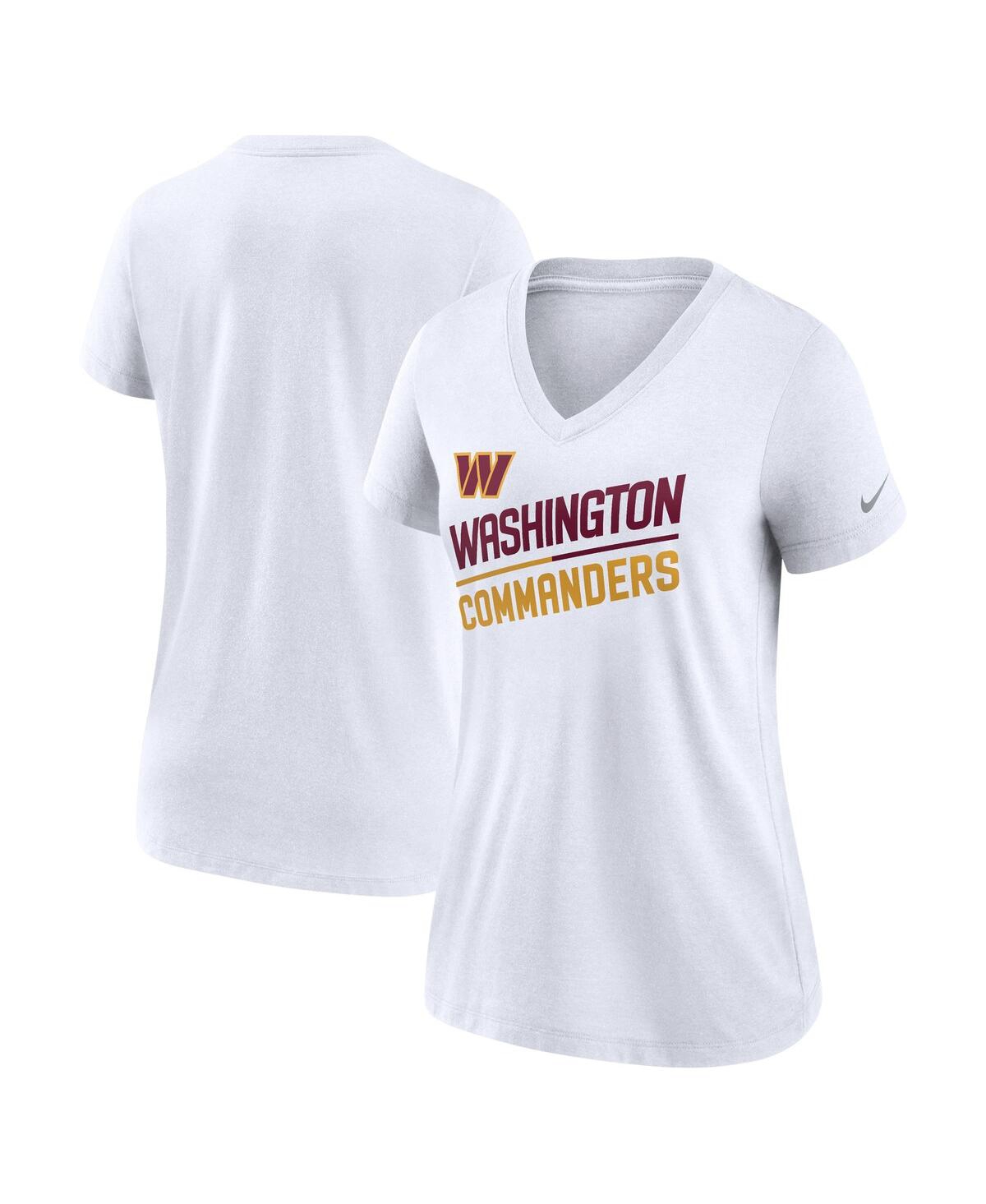 Shop Nike Women's  White Washington Commanders Slant Logo Tri-blend V-neck T-shirt