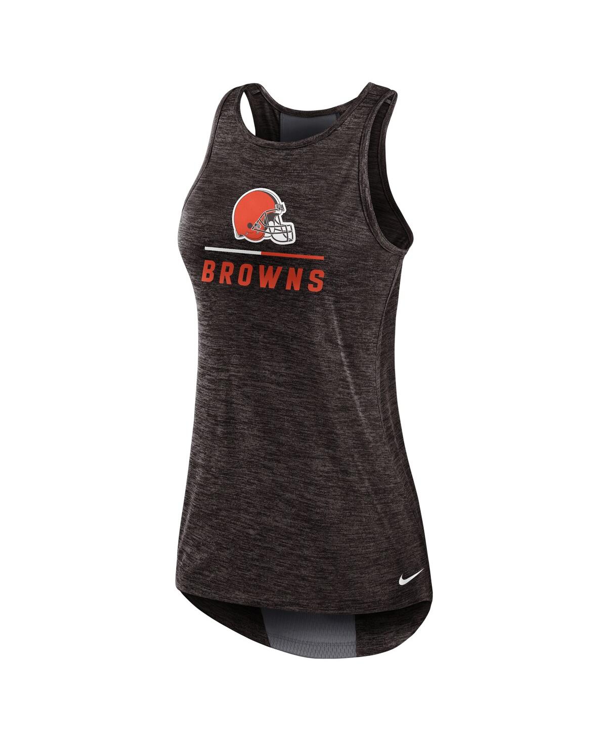 Shop Nike Women's  Brown Cleveland Browns High Neck Performance Tank Top
