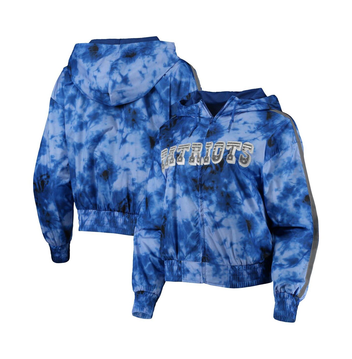 Женская куртка Mitchell & Ness Navy New England Patriots Galaxy Full-Zip Windbreaker Hoodie Jacket — фото 1