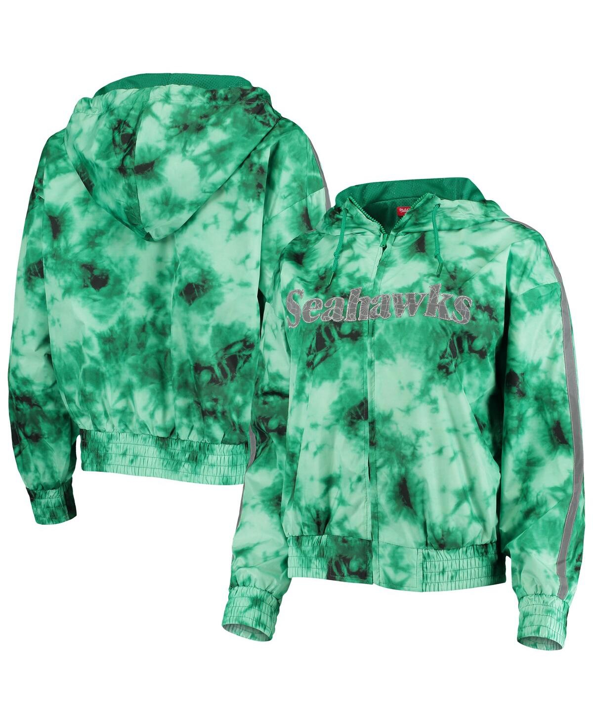 Shop Mitchell & Ness Women's  Neon Green Seattle Seahawks Galaxy Full-zip Windbreaker Hoodie Jacket