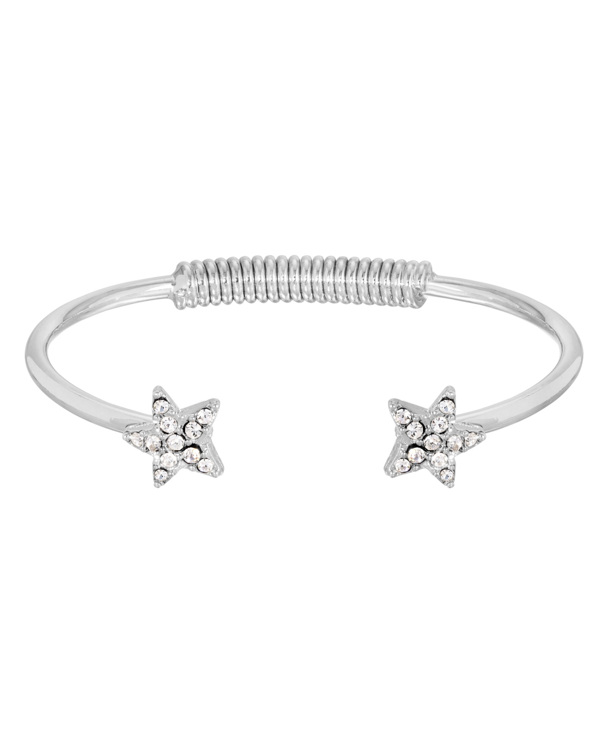 2028 Silver-tone Crystal Star Spring Bracelet In White