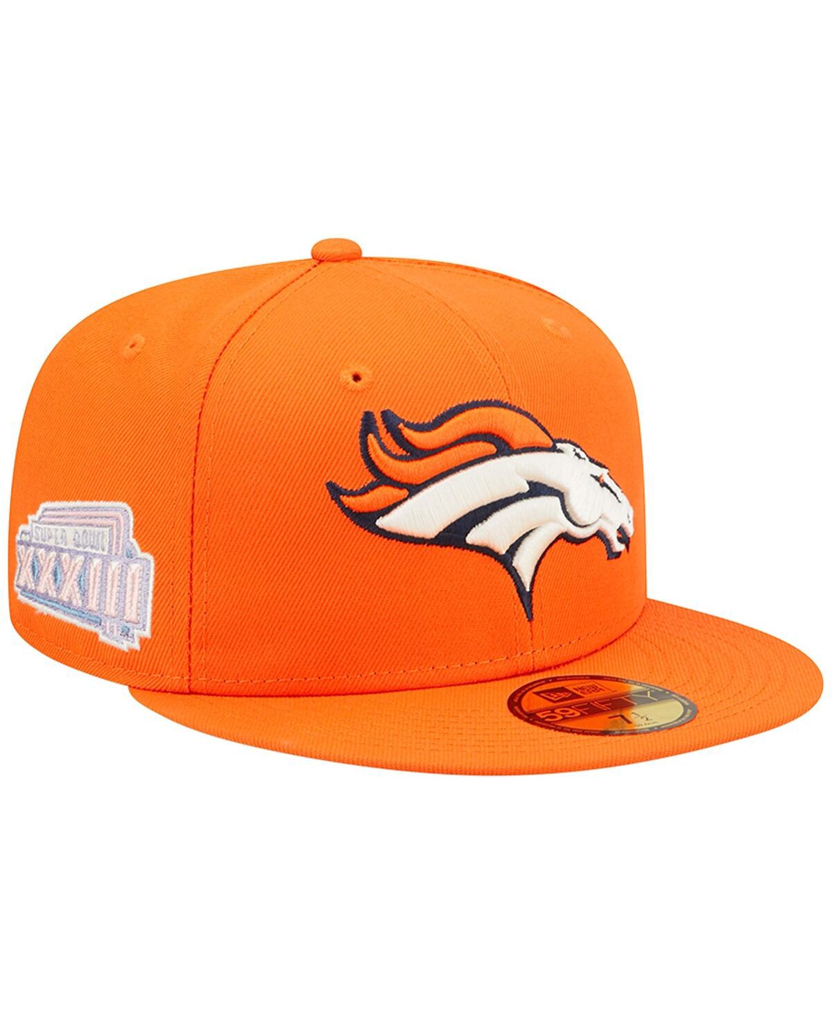 Shop New Era Men's  Orange Denver Broncos Super Bowl Xxxiii Pop Sweat 59fifty Fitted Hat