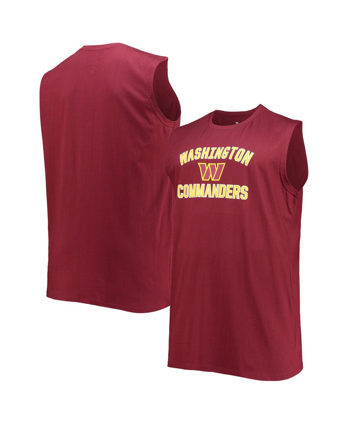 Shop Fanatics Men's  Burgundy Big And Tall Washington Commanders Heart 'n' Soul Muscle Tank Top