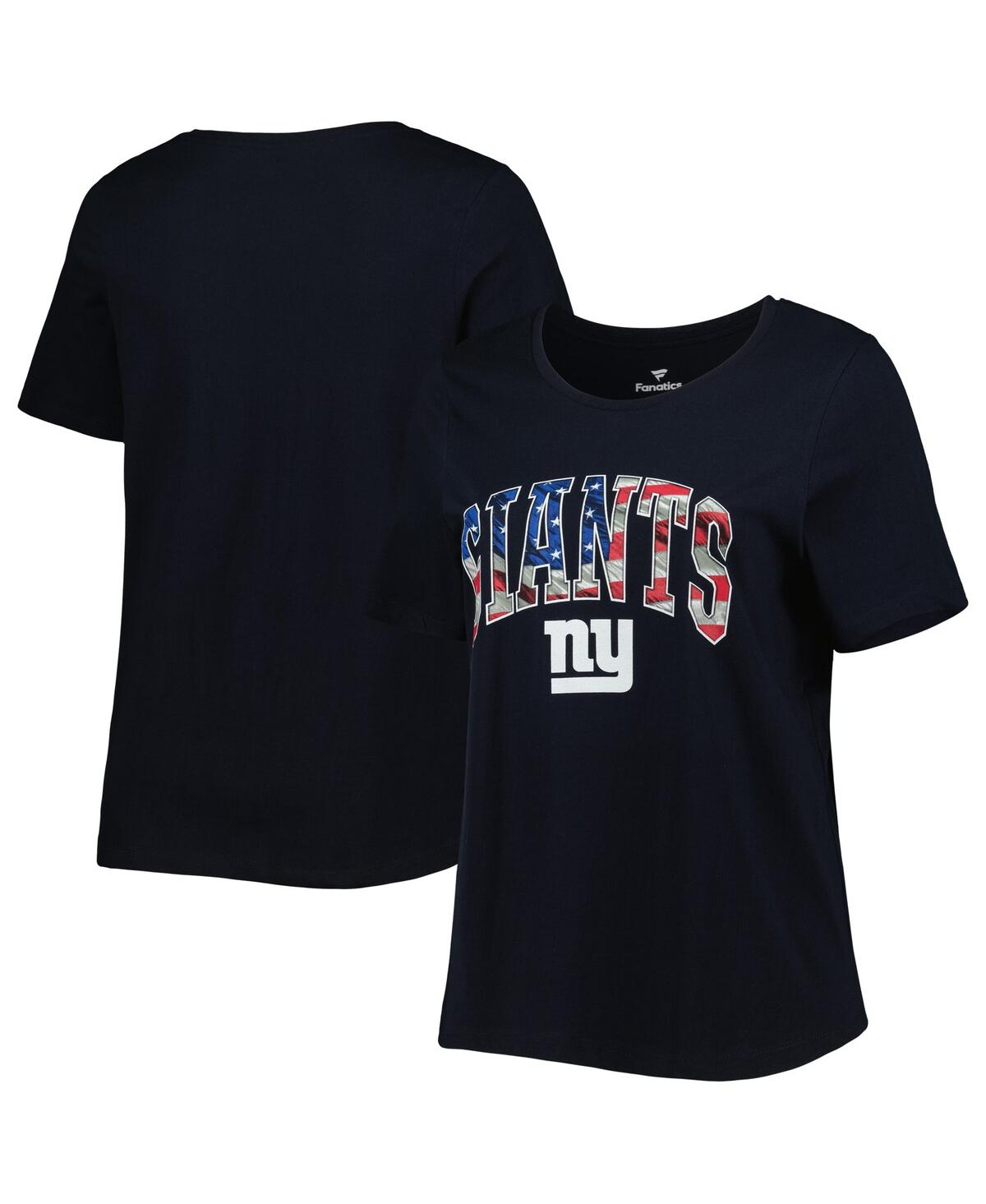 Fanatics Women's  Navy New York Giants Plus Size Banner Wave V-neck T-shirt