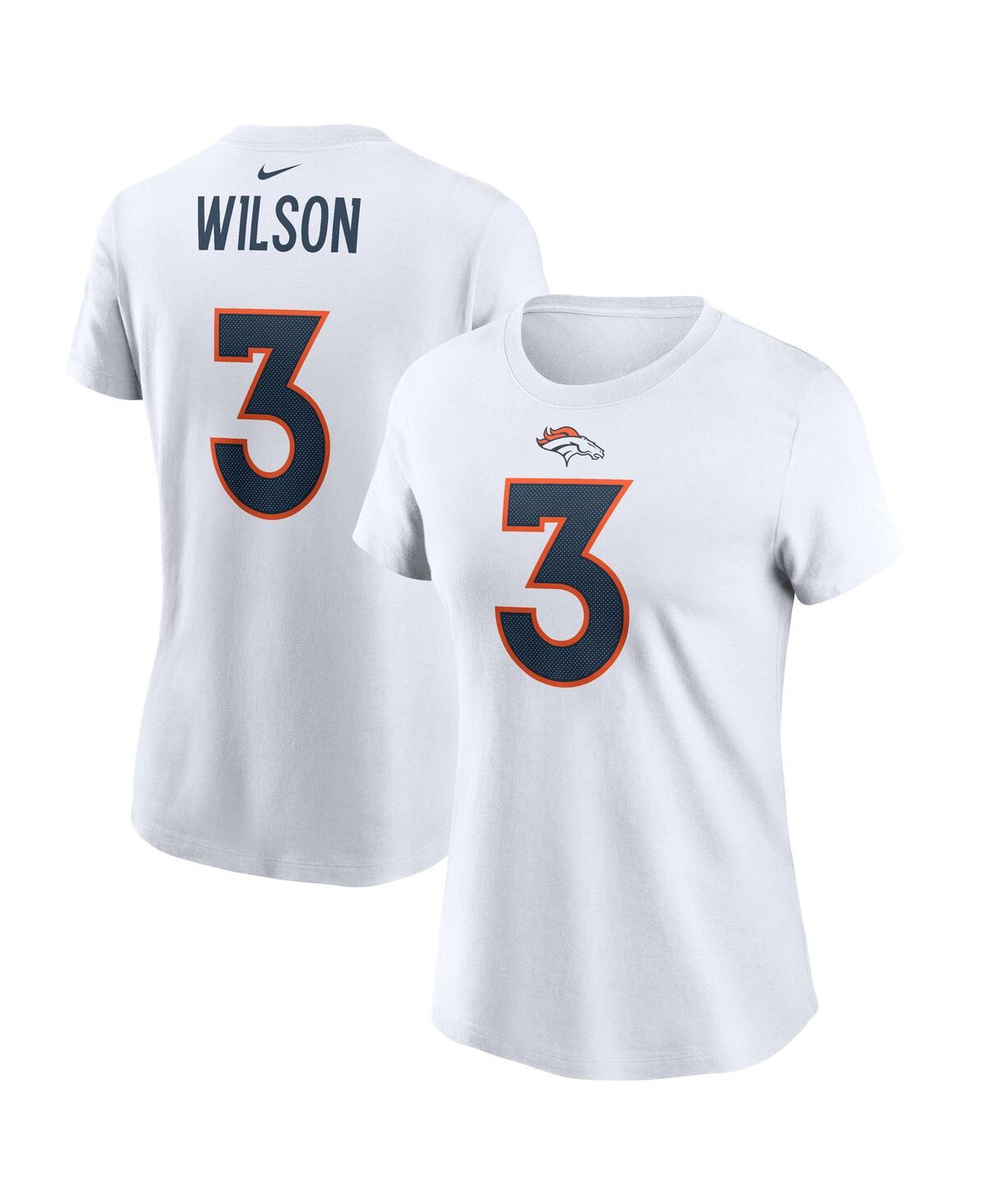Nike Women's  Russell Wilson Navy Denver Broncos Player Name And Number T-shirt In White