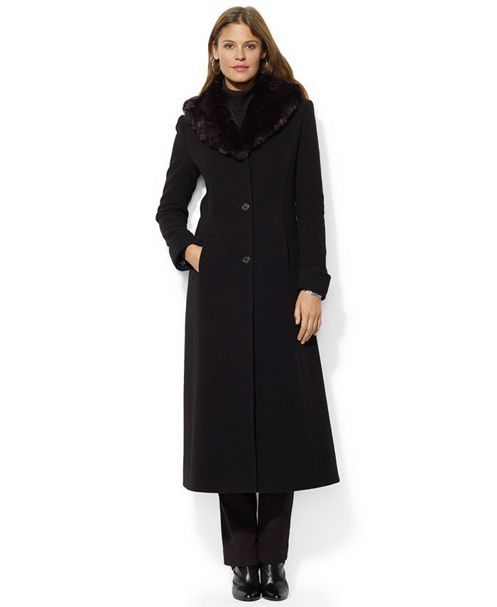 Lauren Ralph Lauren Faux-Fur Collar-Maxi Coat & Reviews - Coats ...
