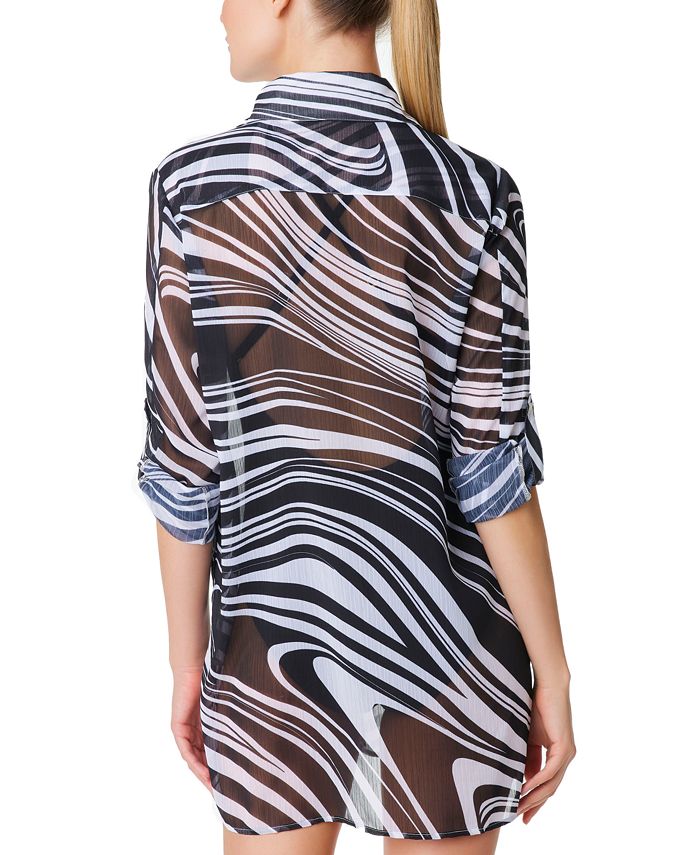 Bleu by Rod Beattie Women's New Wave Chiffon CoverUp Shirt Macy's