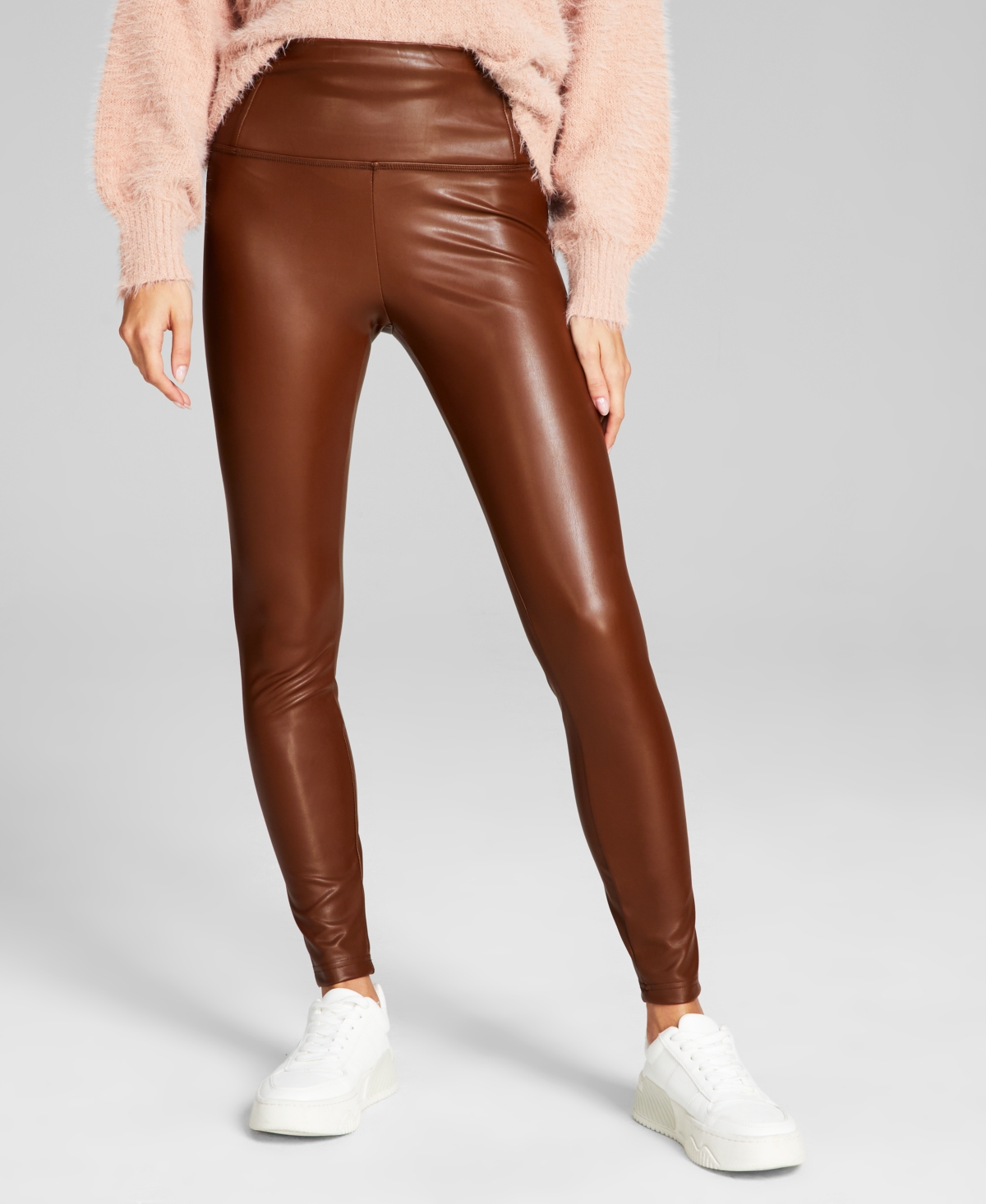  And Now This Women's Faux Leather High Rise Pull-On Leggings