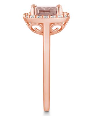 Morganite (2 ct. t.w.) and Diamond (1/4 ct. t.w.) Halo Ring in 14K Rose Gold