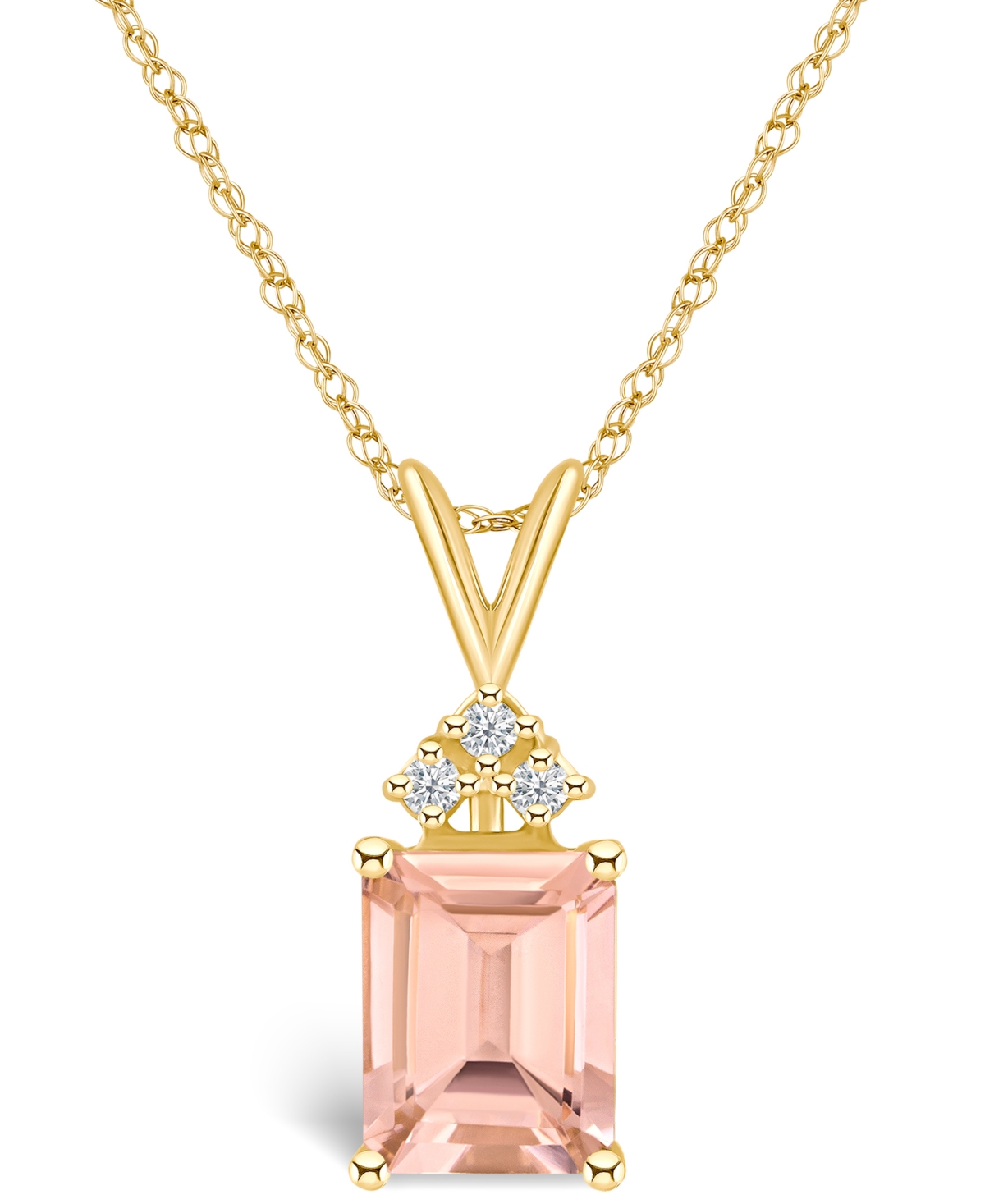 Morganite (2-7/8 ct. t.w.) and Diamond (1/10 ct. t.w.) Pendant Necklace in 14K Whiteor 14k- Gold