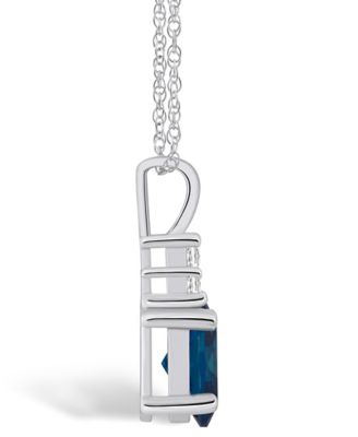 London Blue Topaz (1-5/8 Ct. T.W.) and Diamond (1/10 Ct. T.W.) Pendant Necklace in 14K White Gold